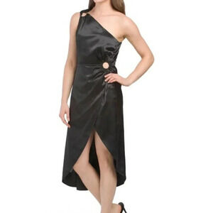 Adaline One Shoulder Satin Midi Dress